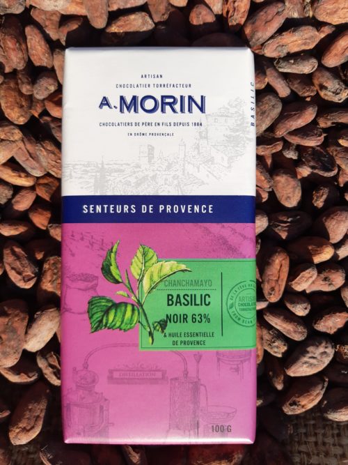 Tablette de chocolat noir à l'huile essentielle Basilic 63% 100g – Image 1