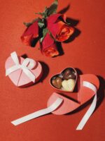 Ecrin mini Cœur éventail avec pralinés cœurs